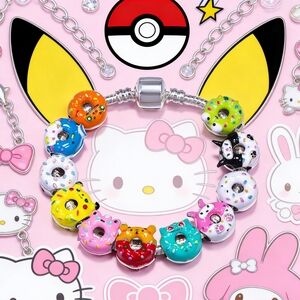 Kawaii Donut Charm Bracelet Featuring Pokémon & Sanrio Cuties!